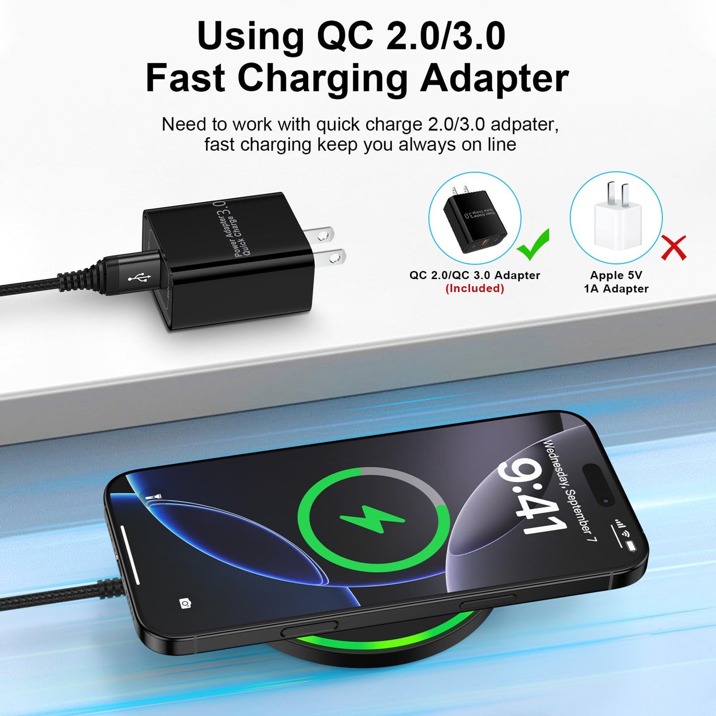 15W Wireless Charger Fast Charging Pad for Motorola Moto G Power 2025/razr+/G Stylus 5G 2025/Edge+, Android Wireless Charging Station with 18W Adapter for Samsung Galaxy S26 S25 Ultra S24 FE, Pixel 10