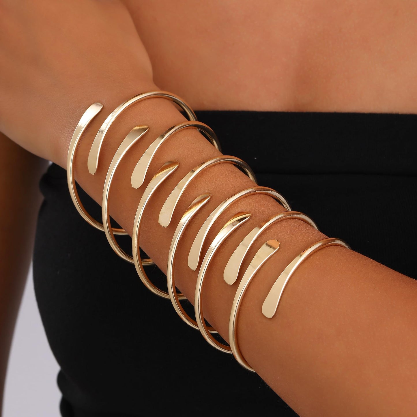 AYWFCBF Gold Cuff Bangles Bracelets for Women, 14k Gold Plated Adjustable Open Cuff Stackable Bracelets Set Boho Jewelry for Women
