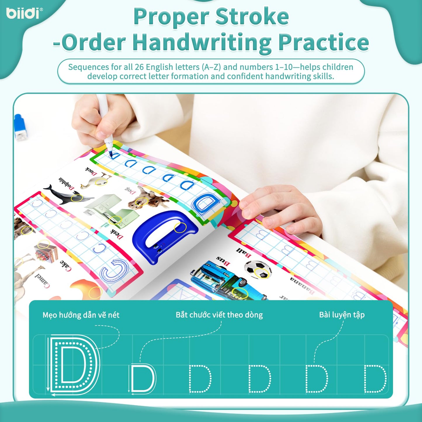biidi Vietnamese-English Book for Bilingual Kids. Learn Vietnamese Alphabet. Vietnamese Books for Toddlers Learning Toy （Alphabet & Number）