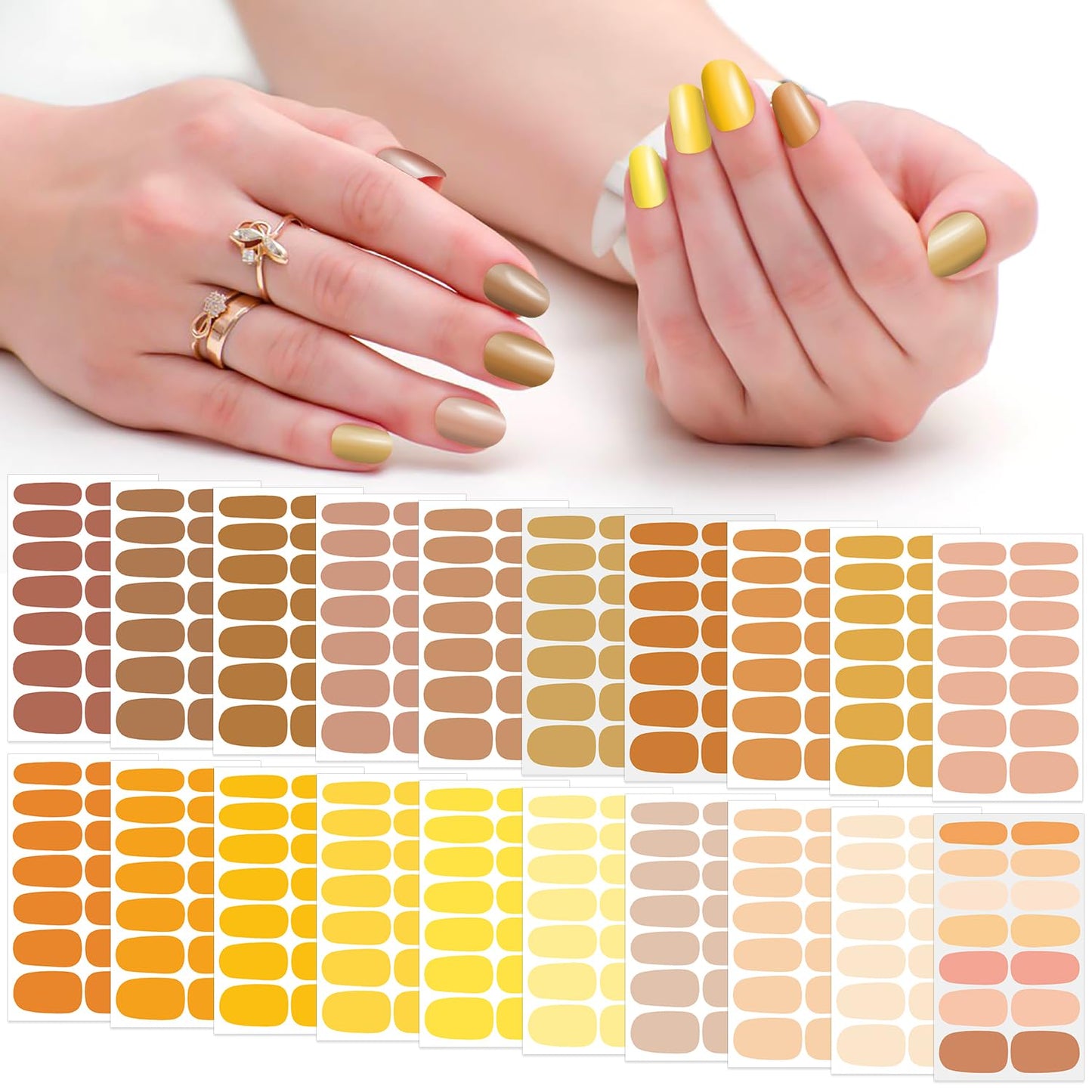 SILPECWEE 20 Sheets Thanksgiving Nail Wraps for Women Nail Polish Stickers Fall Solid Color Stick on Nail Polish Strips Self Adhesive Gel Nail Strips Fingernail Sticker with Nail File