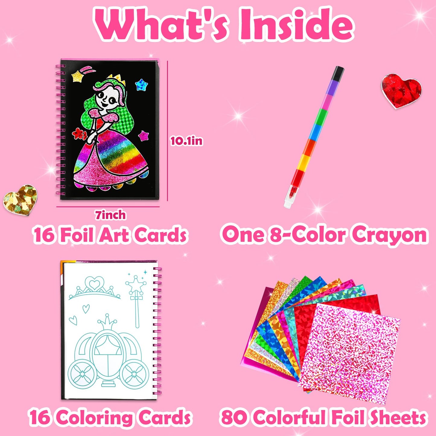 FUNNYB&G Foil Art Crafts for Kids Ages 4-8: Mother's Day 2026, Birthday Gift for Girls, Art and Crafts Supplies, Party Favors, Creative Toys for Girls 4 5 6 7 8 9 Years Old(Princess)