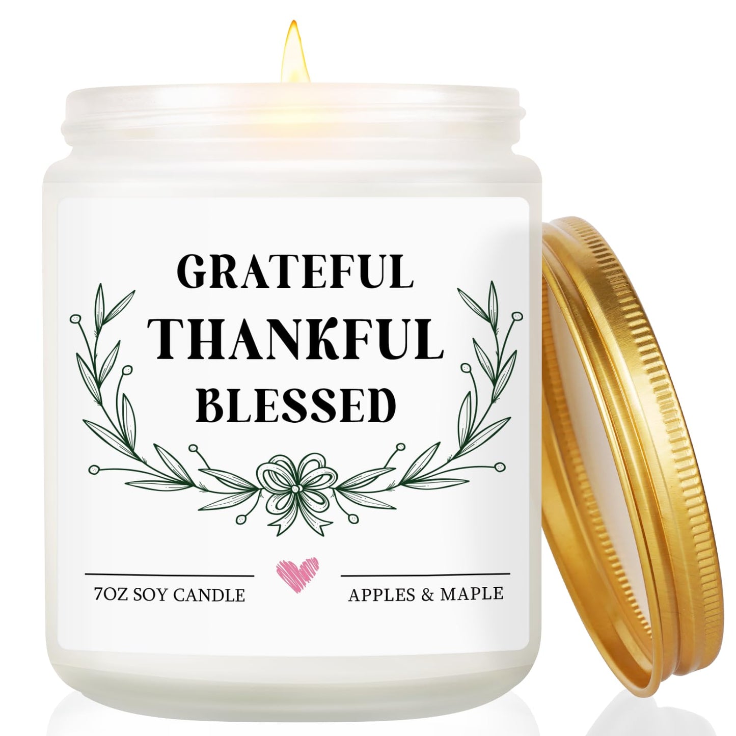 Gifts for Women Men, Grateful Thankful Blessed Candle Gift - Apple Maple Scented, Thanksgiving Housewarming Gifts for Hostess Friend, Christian Gift for Women, Fall Decorations for Home