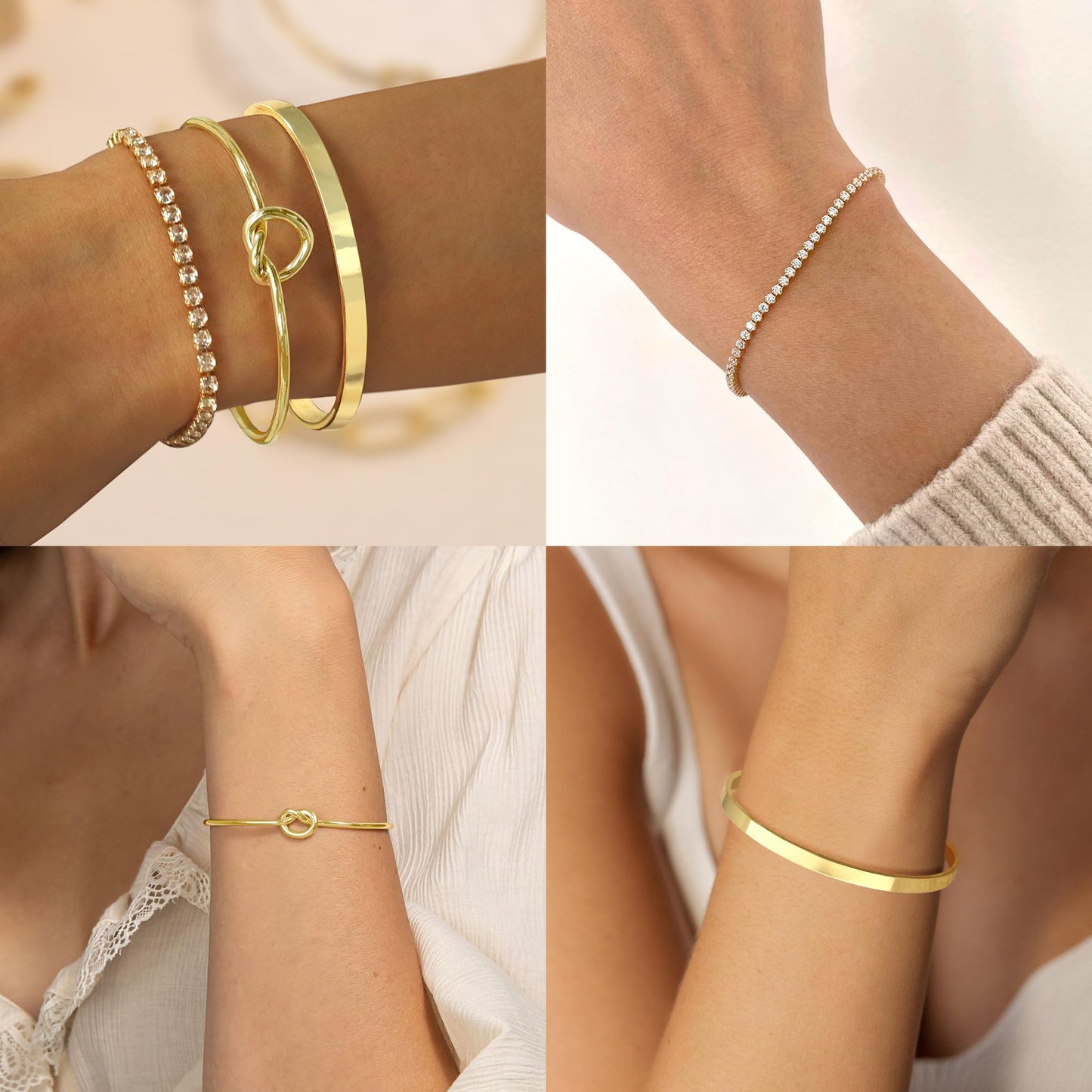 Zalcon Gold Bracelet Stack Bangle Cuff Bracelets for Women Gold Tennis Bracelet for Women Non Tarnish
