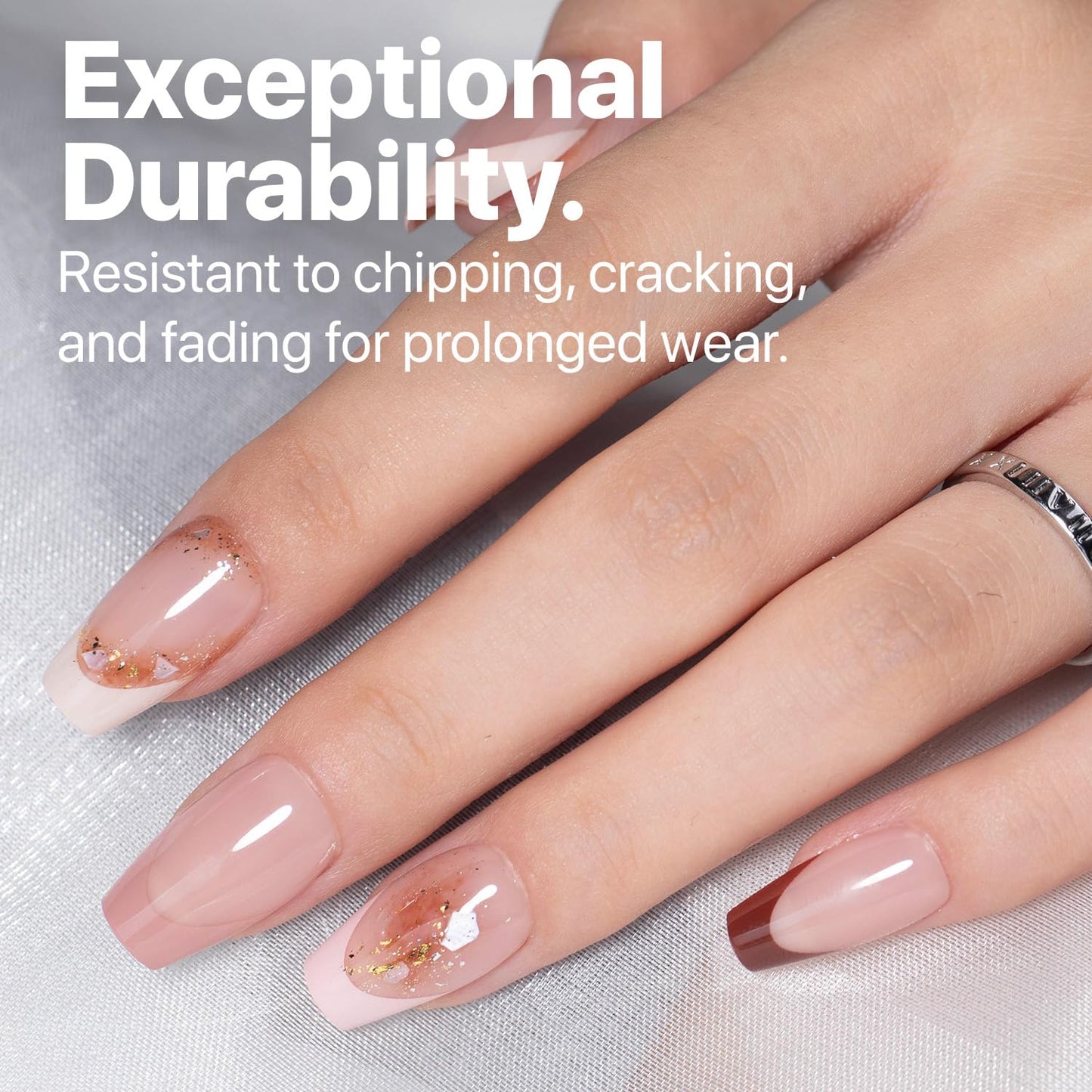 SXC Cosmetics French Tip Press On Nails - Skin Tone Nude and Color Series, Short Coffin X-Pro Tips Starter Kit ST119KIT