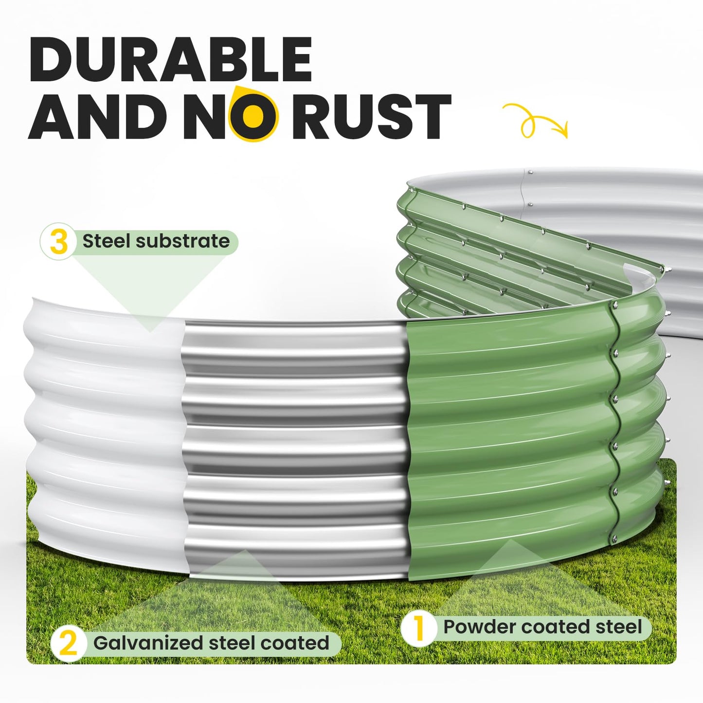Pattiumo Galvanized Raised Garden Bed 8x2x1.5 FT, Oval Metal Raised Garden Bed Outdoor Planter Box with Open Bottom, Rust-Resistant Steel Garden Bed for Vegetables Herbs Flowers, Easy Assembly
