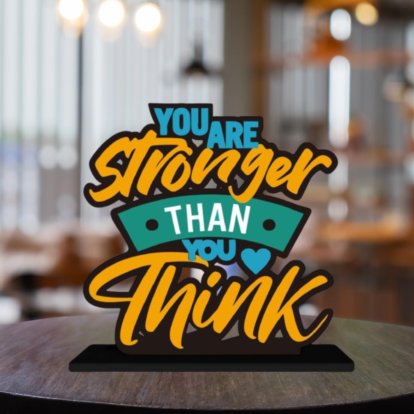 ZenCrafts Premium Wooden Your Stroger Than You Think Motivational Quotes Table Decoration Item for Office Desk | Home Decor Item (6" Inches)