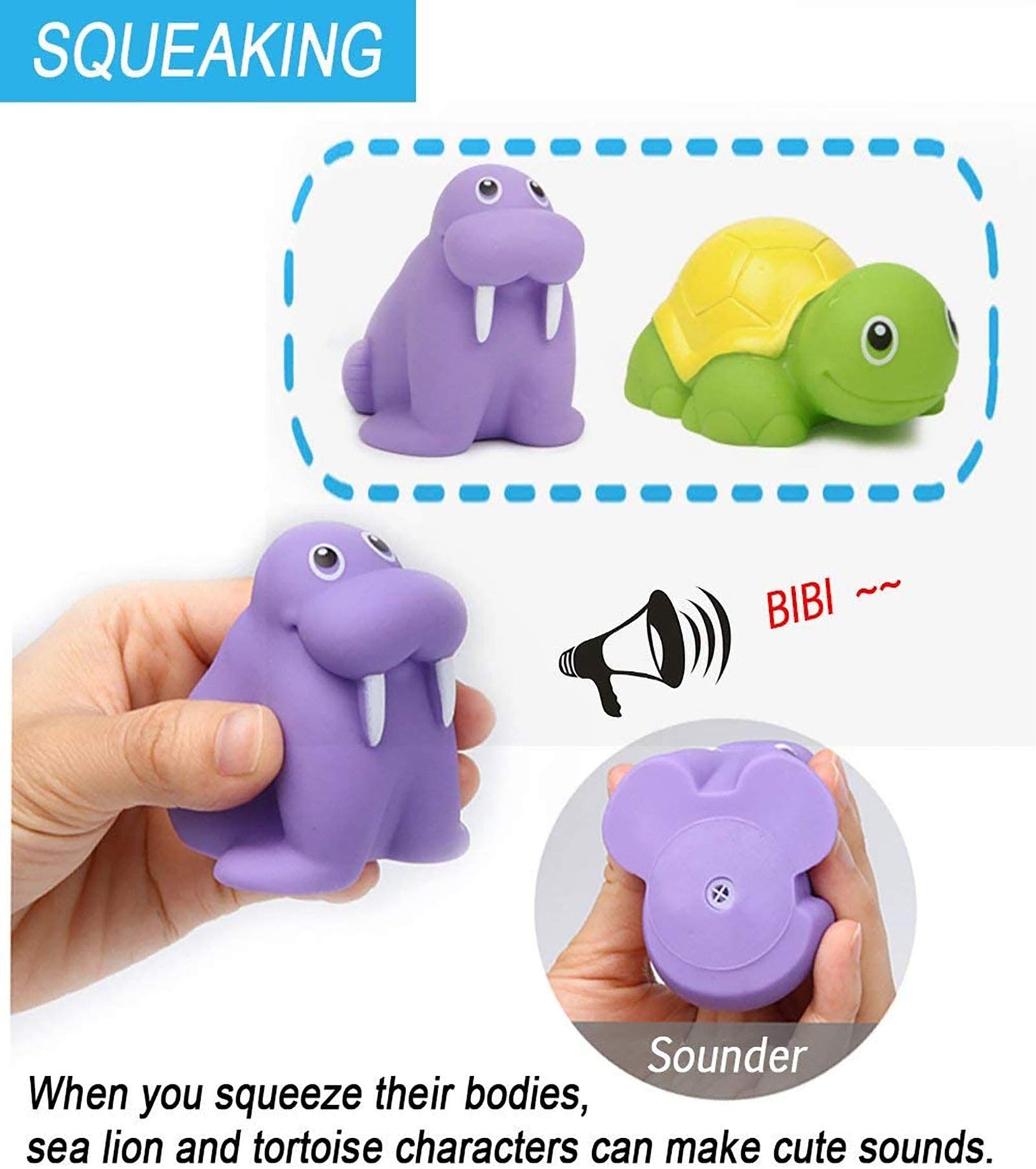 Bath Toy, Water Spraying Discoloration Floating Animals, Bathroom Pool Accessory, Shark Fishing Play Set for Babies and Kids