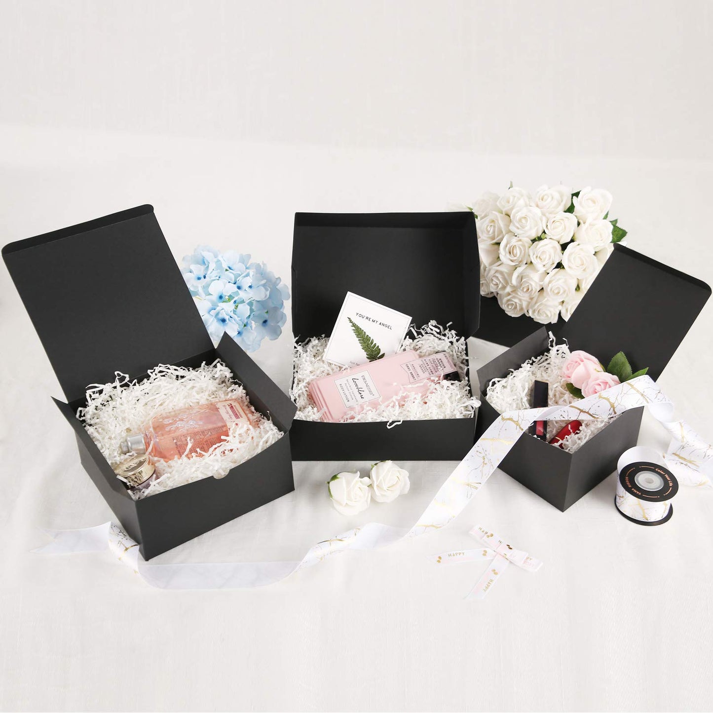 JINMING 10 Gift Boxes 9.5x6.5x3 Inches, Matte Black Gift Boxes Bulks for Mother's Day, Father's Day, Party, Birthday, Groomsmen Proposal Boxes for Light Gifts