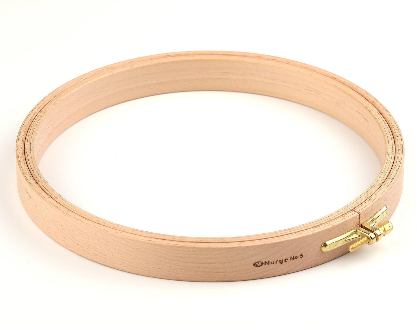 Nurge Premium Quality 24 mm Wood Embroidery Hoop, Cross Stitch Hoop with Gold Plated Adjustable Brass Screw (No:5)