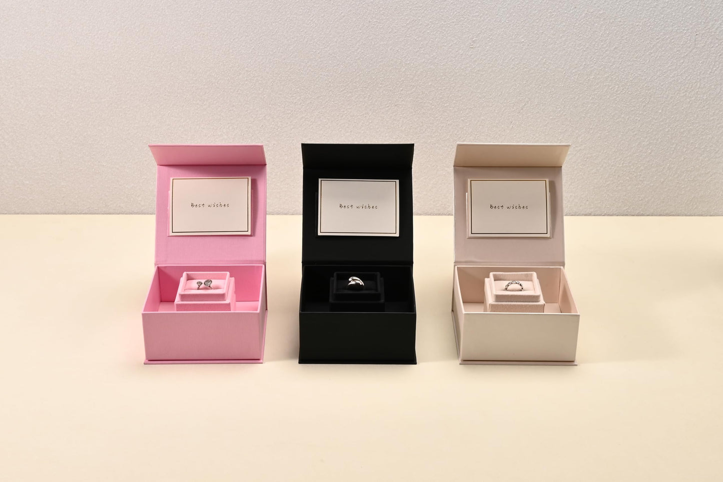 Oirlv Ring Gift Box with Lid Magnetic Boxes for Wedding Proposal Gift Birthday Present with Card(Pink)