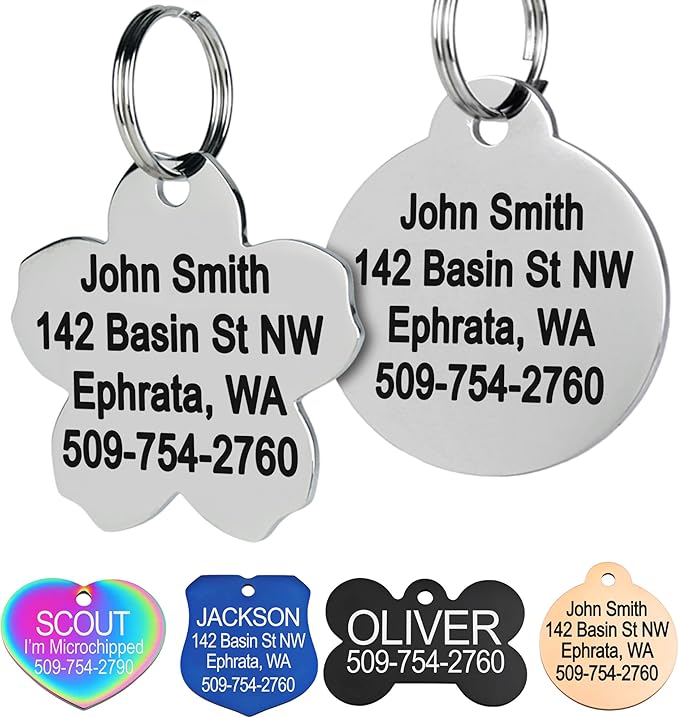 GoTags Stainless Steel Pet ID Tags, Personalized Dog Tags and Cat Tags