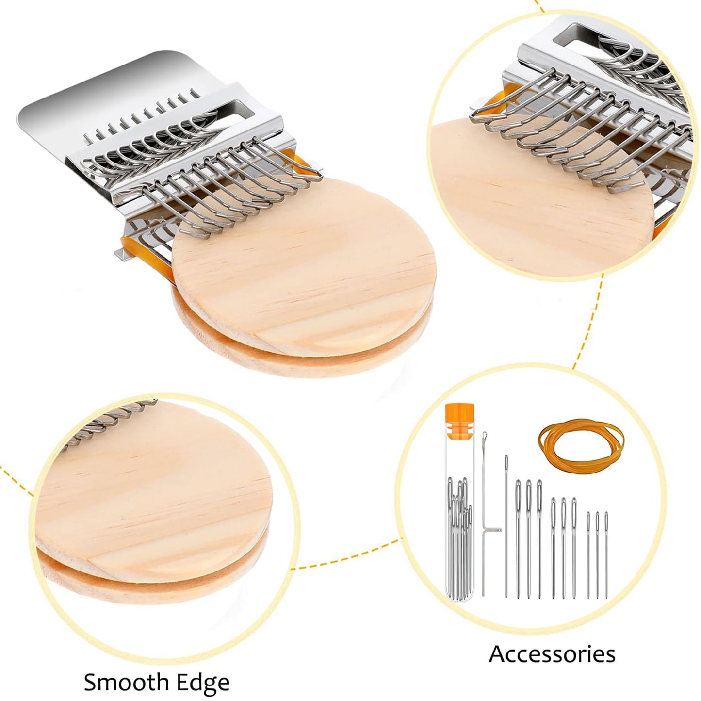 Mini Loom Machine Speedweve Darning Small Loom Machine Type Weave Tool 10 Hooks Speedweve Weaving Loom and 9 Yarn Knitting Needles Hand DIY Craft Weaving Repair Tool for Jeans, Socks Clothes