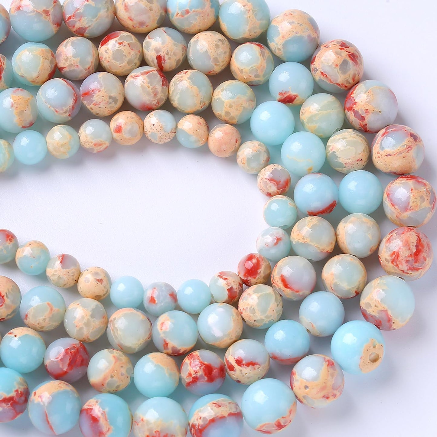 180pcs 4MM Natural Stone Sky Blue Jasper Round Beads Loose Beads for Jewelry Making DIY Bracelet 2 Strands 32"