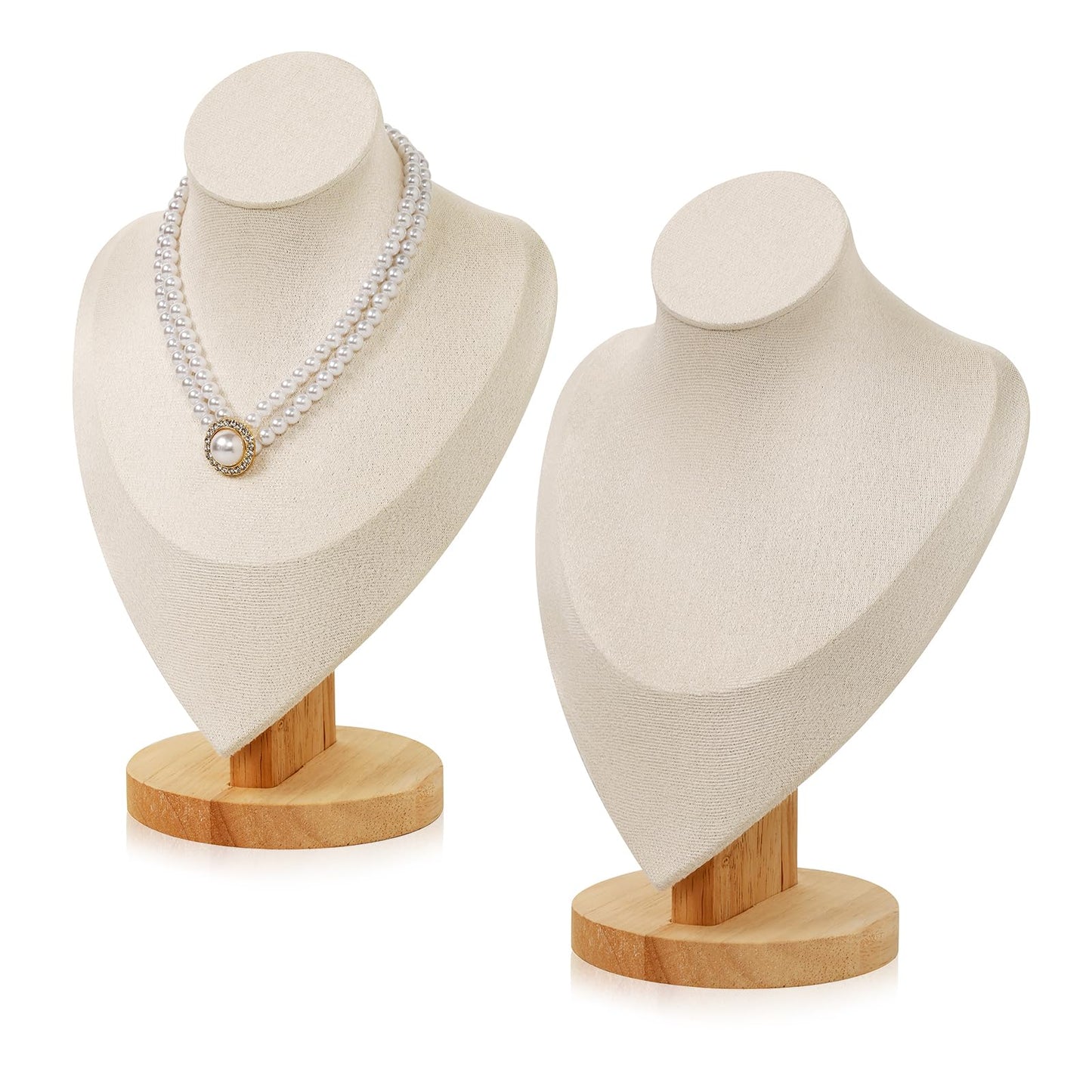 PRALENA Necklace Display Stand Bamboo Jewelry Bust Display Stands Necklace Bust for Selling for Vendors (Beige, 11.4 * 7.5 Inch)