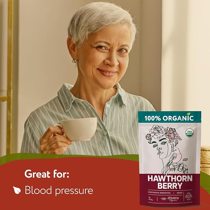 Organic Hawthorn Berry Tea (16 oz.) - Hawthorn Tea, Hawthorne Berries - High Blood Pressure, Heart Health Support, Relaxation