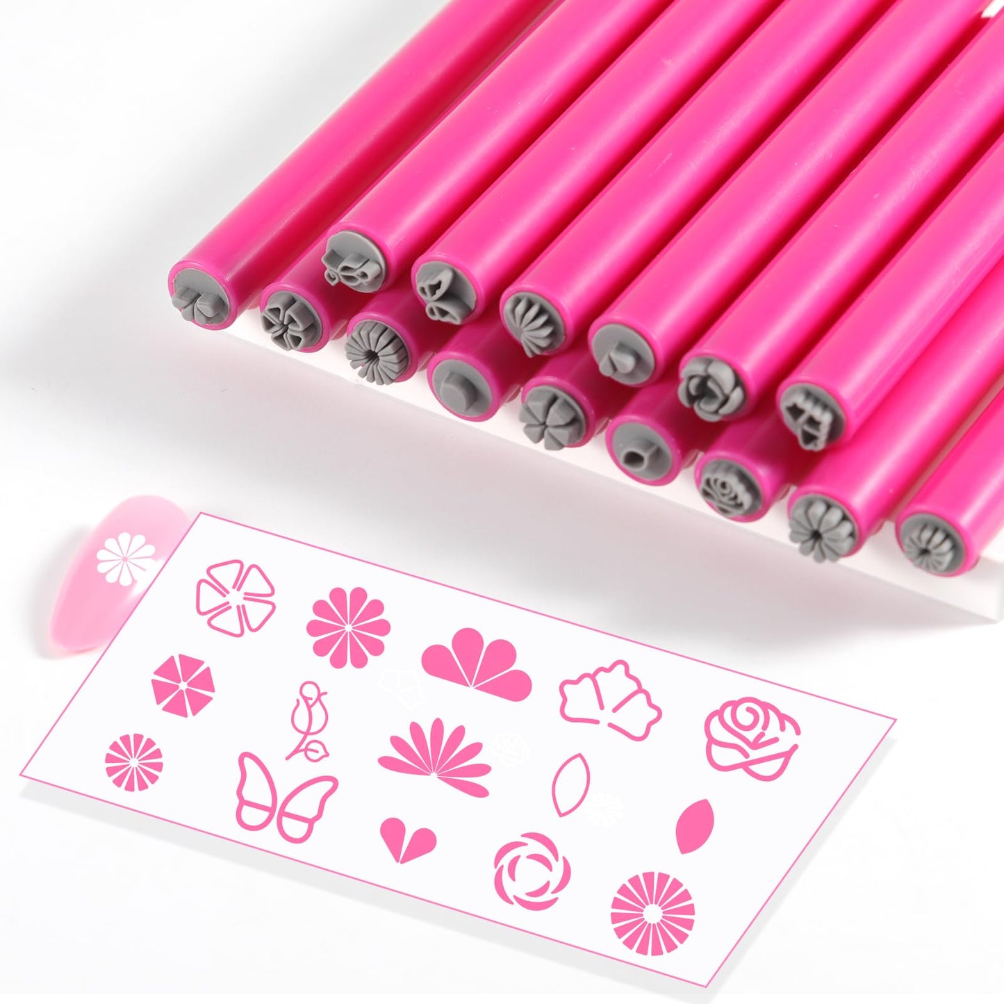 JERCLITY 15 Pieces Nail Art Stamp Pen Set Flower Leaf Butterfly Patterns Nail Art Stamps Pen Nail Design Tools for Women Girls（KT01）
