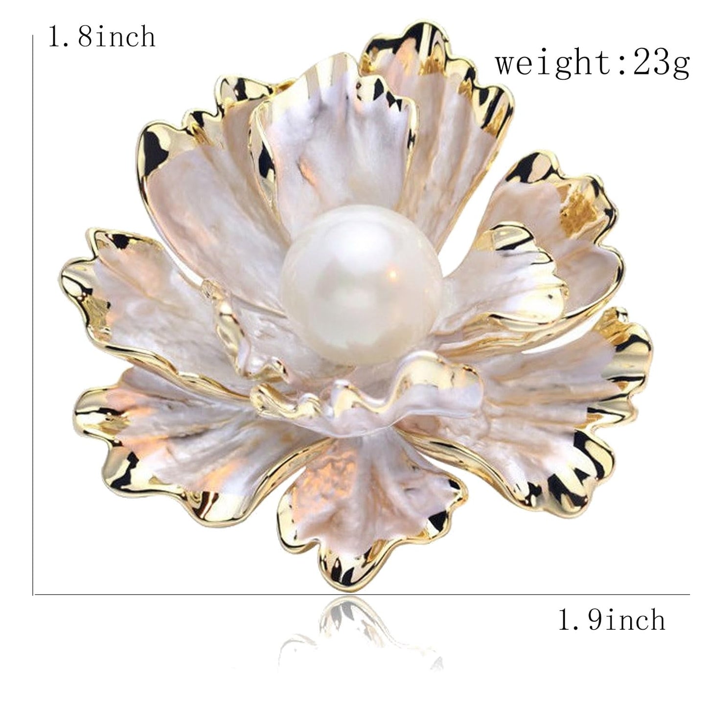Red/White Enamel Peony Flower Crystal Brooches Pins Fashion Beautiful Created Rhinestone Pearl Floral Brooch Good Idea for Party Dance Wedding Banquet for Elegant Women Girl (White Enamel Flower)