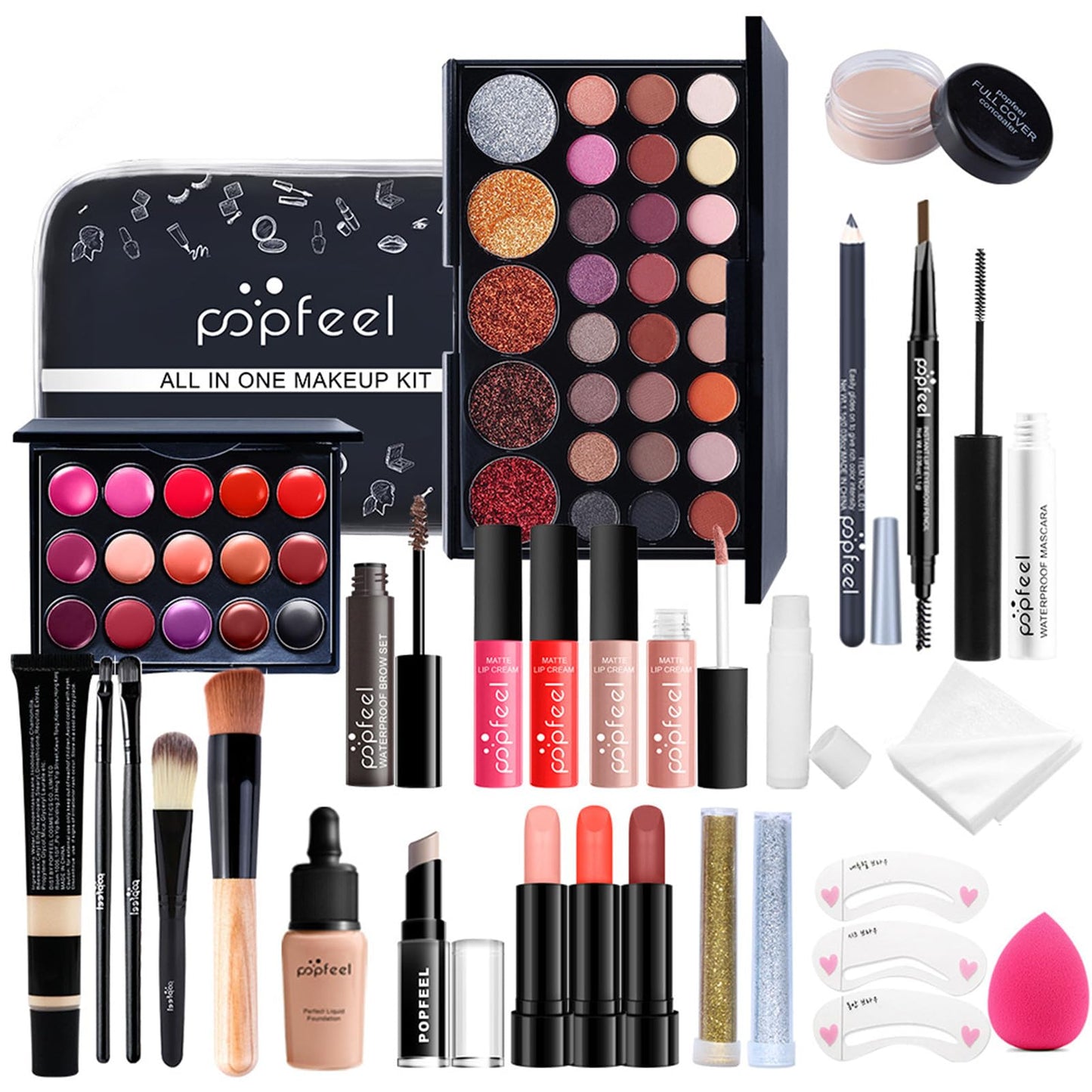 All in One Makeup Kit for Women Full Kit, Valentine's Day Gifts Set for Women Girls, Makeup Essential Bundle Include Eyeshadow Palette Lipstick Blush Foundation Concealer Mascara Eyebrow Pencil