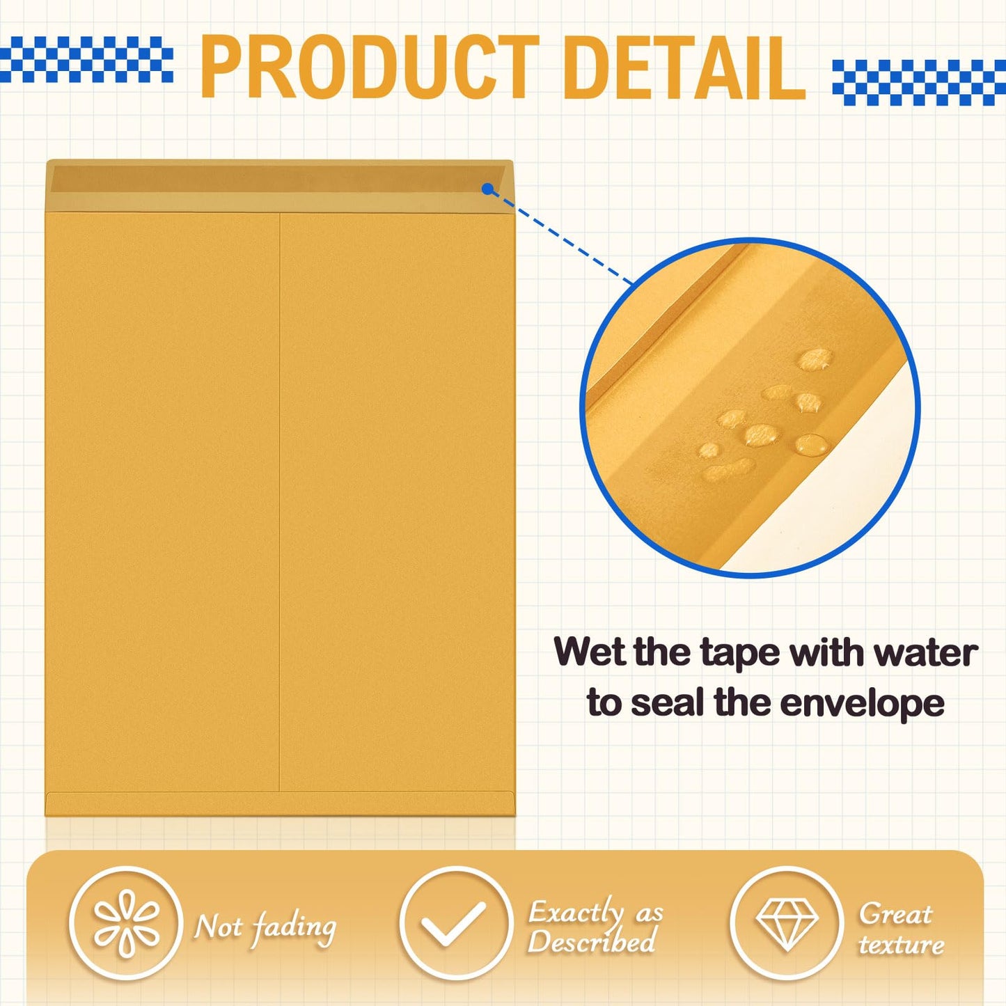 Motipuns 150 Pcs 14" x 18" Extra Large Mailing Envelopes 32lb with Gummed Flaps, Catalog Jumbo Craft Envelopes for Mailing, Storage and Organizing Documents Office Supplies(Yellow)