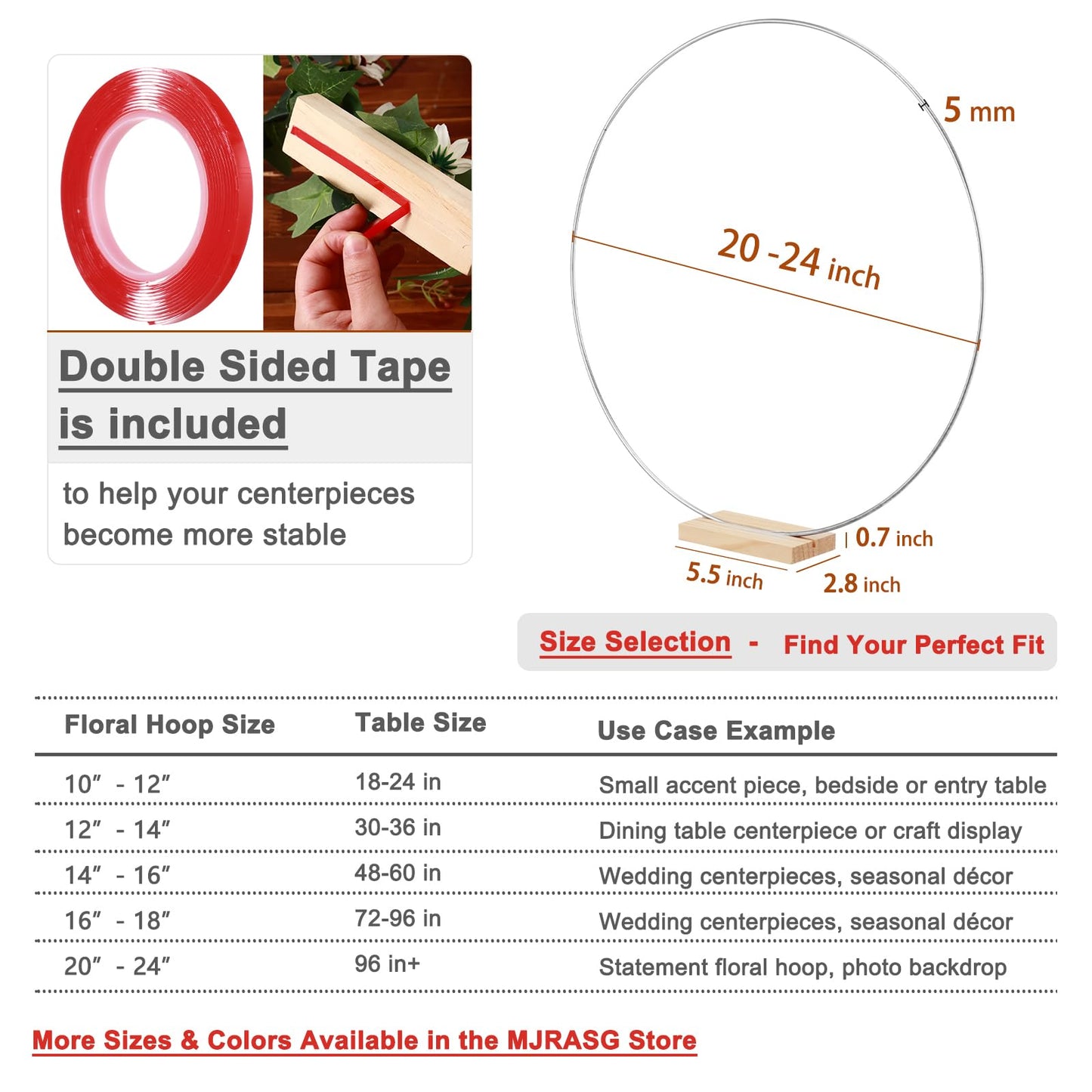 6 Pack Floral Hoop with Stand and 38-Yard Paddle Wire 24 Inch Metal Rings for DIY Centerpiece Table Decorations Crafts Macrame Rings Hoop Wreath Dream Catcher Rings Wedding Christmas Wreaths, Silver