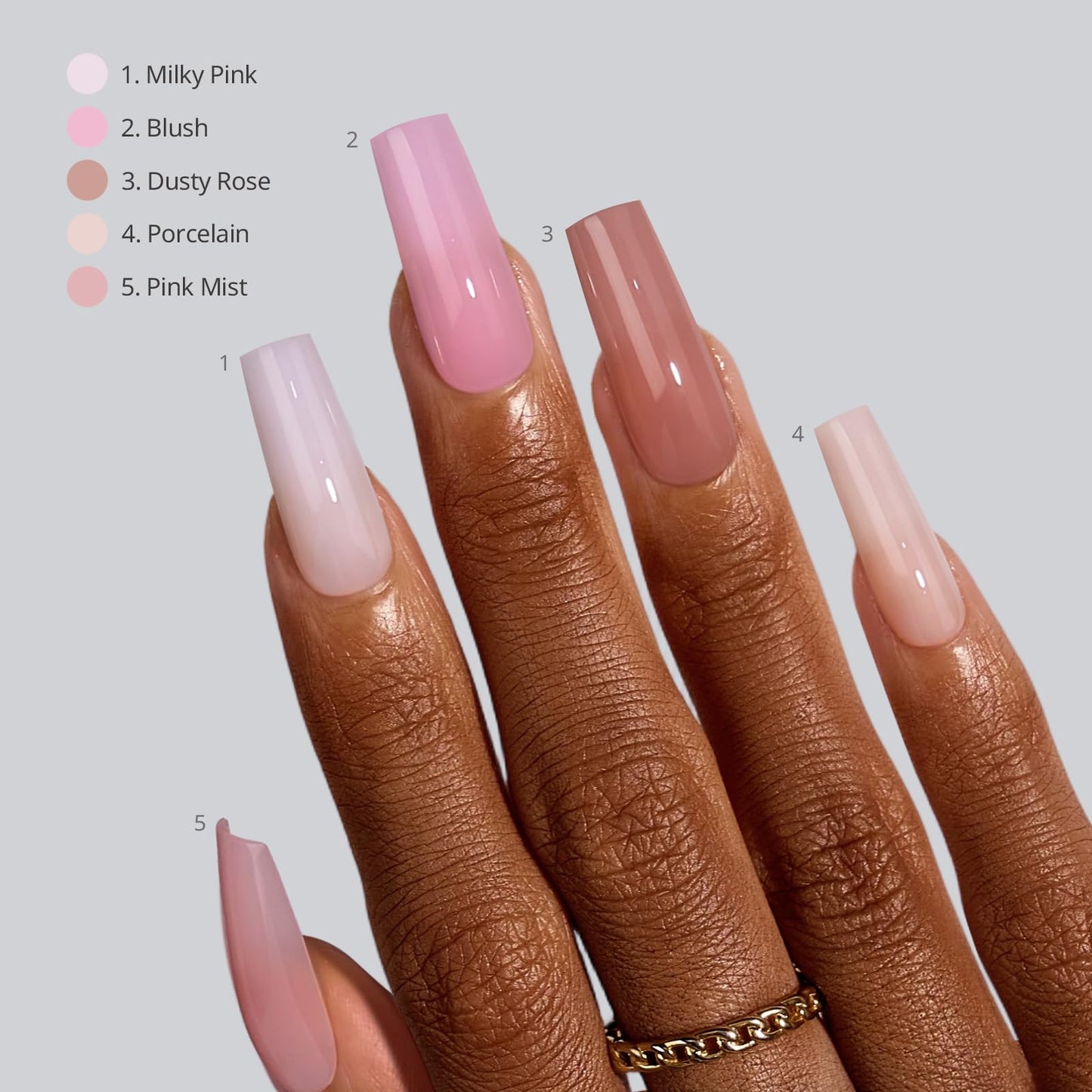 BTArtboxnails XCOATTIPS Bare 5-Shades Nude Press on Nails - 4-Week Wear Medium Coffin Press on Nails, Easy to Apply, Soak Off, Salon Quality Value at Home, 16 Sizes - 160 Fake Nails