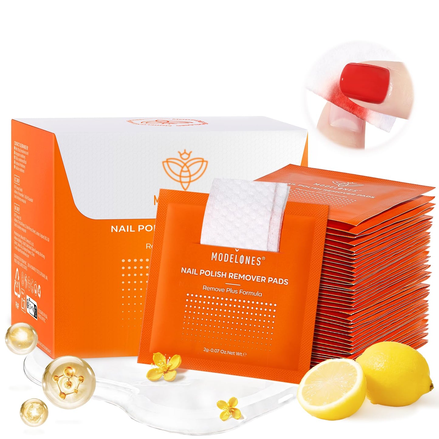 Modelones Nail Polish Remover Pads 50 PCS + Modelones Nail Files and Nail Buffers Blocks 4 PCS