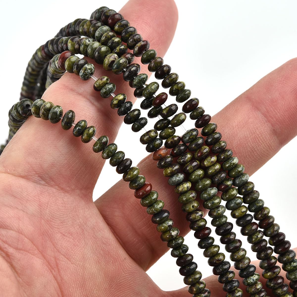 155pcs 4x2mm Natural Dragon Blood Jasper Disk Rondelle Spacer Stone Semi Precious Gemstone Loose Beads for Jewelry Making 15 Inch