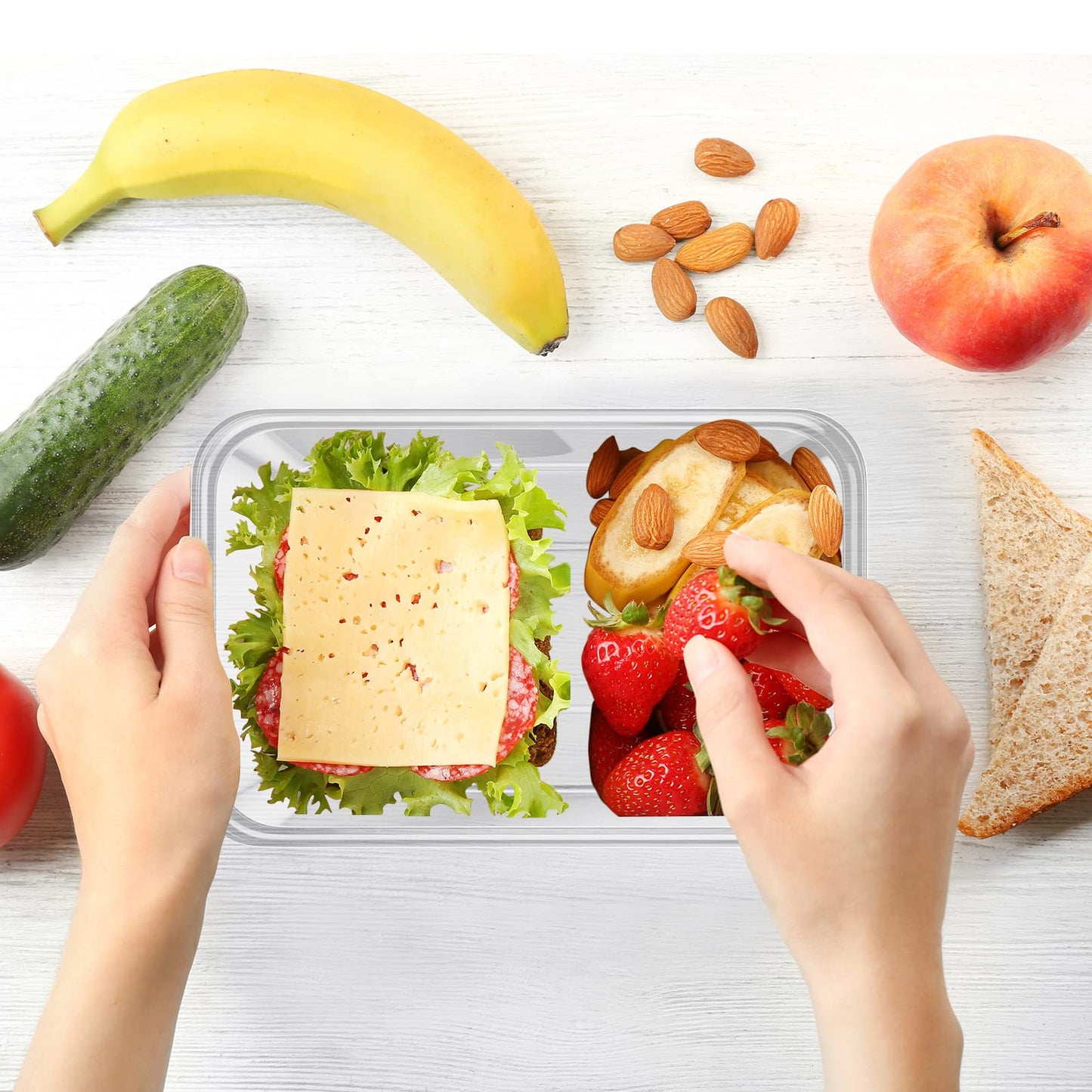 Bokon 60 Pcs Plastic Meal Prep Container with Lid Disposable Clear Lunch Containers Stackable Food Storage Container Box Spill Proof for Salad Snack Microwave Dishwasher Freezer Safe (25 oz)