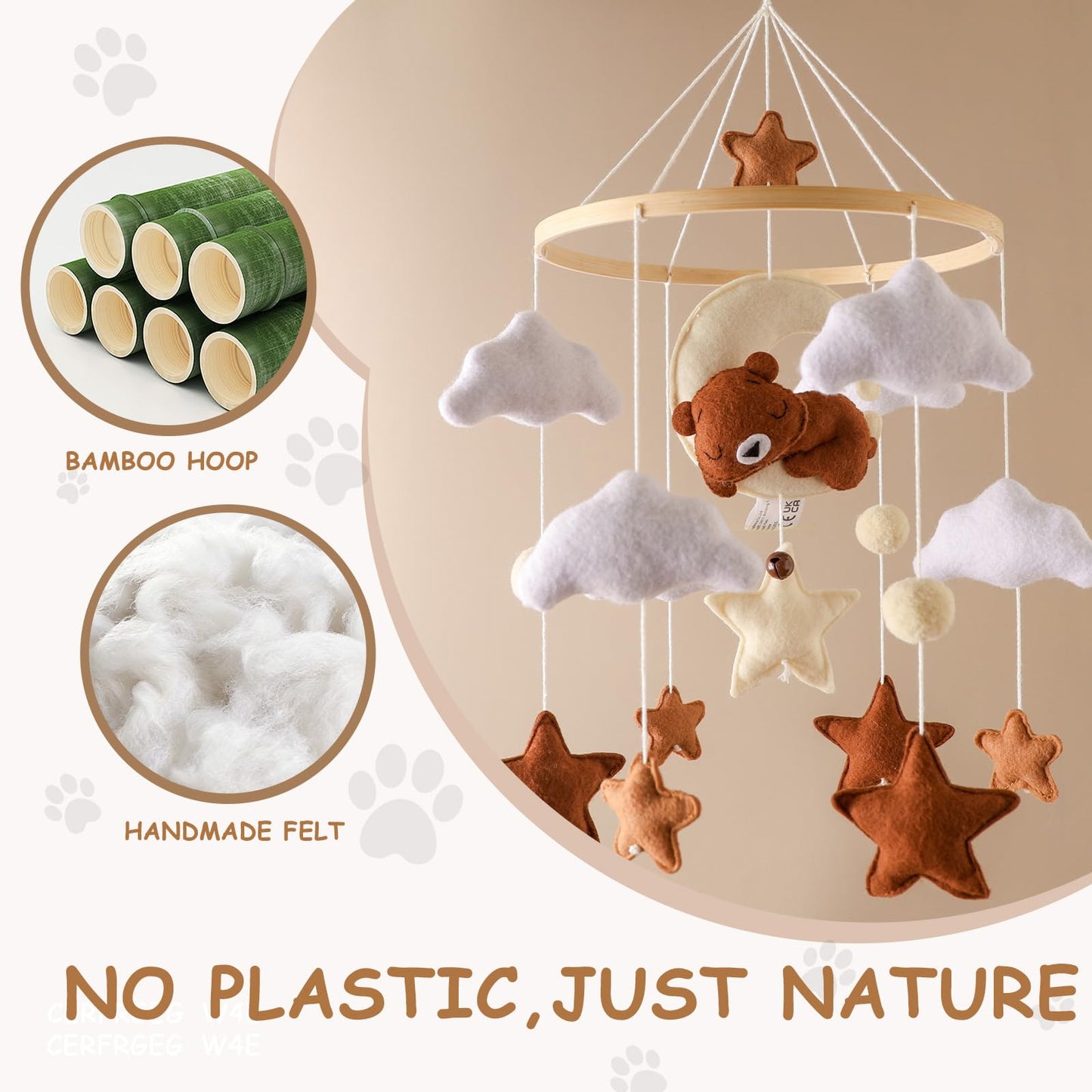 Wonderoo by Wowo Baby Mobile for Crib – Handmade Hanging Felt Nursery Mobile – Fits Most Crib Arms – Gender-Neutral Boho Nursery Decor & Baby Gift
