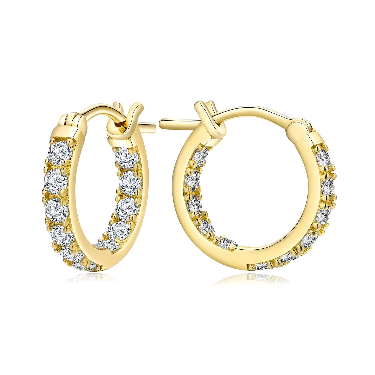 Cubic Zirconia Small Hoop Earrings for Women 925 Sterling Silver Created Diamond Earrings 14K Gold Plated Chunky Huggie Hoop Earrings