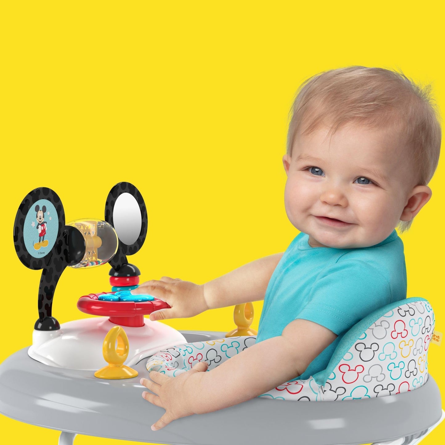 Bright Starts Disney Baby Mickey Mouse Original Bestie 2-in-1 Baby Activity Walker - Easy Fold Frame and Removable -Toy Station, 6 Months and up