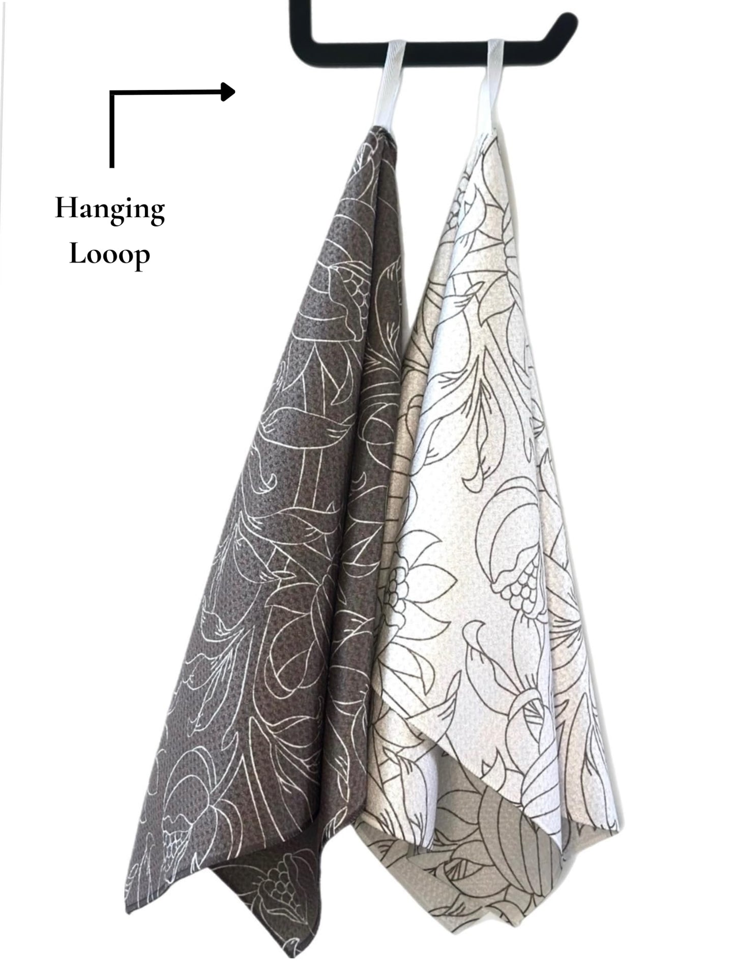 Trig Kitchen Towel. Tea Towel. Dish Cloth. Double Sided Design. Quick Dry Waffle Weave Microfiber. Highly Absorbent. Designer Prints. Modern. 2 Pack. Nora.