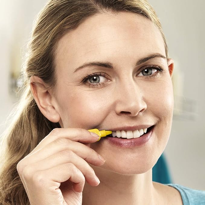 Hemir TePe Scovolini interdentali Originali/Spazzolini interdentali di alta qualità con Cappuccio, misura ISO 4 (filo 0,7 mm), Giallo, 8 pz x confezione