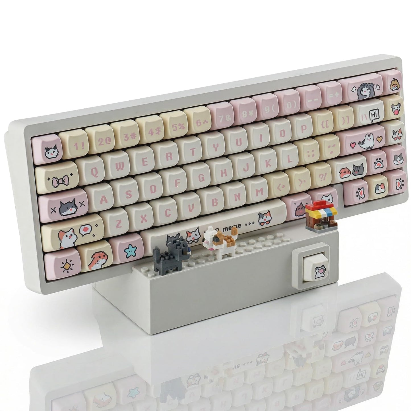 Hyekit Keyboard Display Stand | DIY Buildable ABS Mechanical Keyboard Storage Holder with 2 Replaceable Front Panels | Showcase for Building Bricks | Ideal Desk Setup Decor for Gamers and Enthusiasts