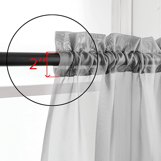 Aiyufeng 2 Pack: Basic Grey Sheer Curtain Drapes for Living Room 108 Inch Length 2 Panels, Light Filtering Voile Drapes for Bedroom, Patio, Sliding Door, Each 40" W x 108" L