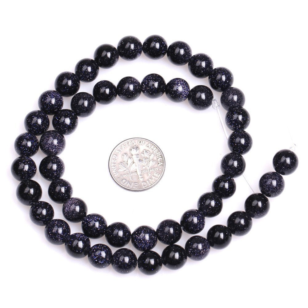 10mm Natural Blue Sandstone Beads Round Gemstone Loose Beads for Jewelry Making (36-38pcs/strand)