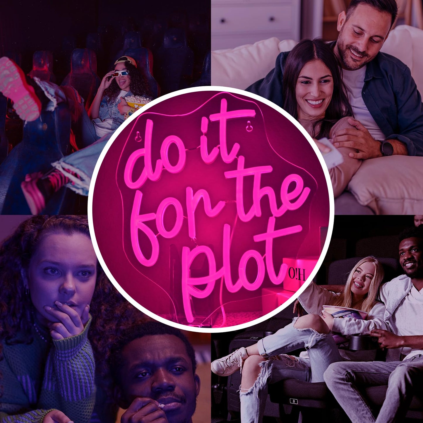 Do It for Plot Neon Light Dimmable LED Neon Sign for Wall Decor USB Powered Light Up Signs Pink LED Light for Drama Lover Party Gift Bedroom Movie Night