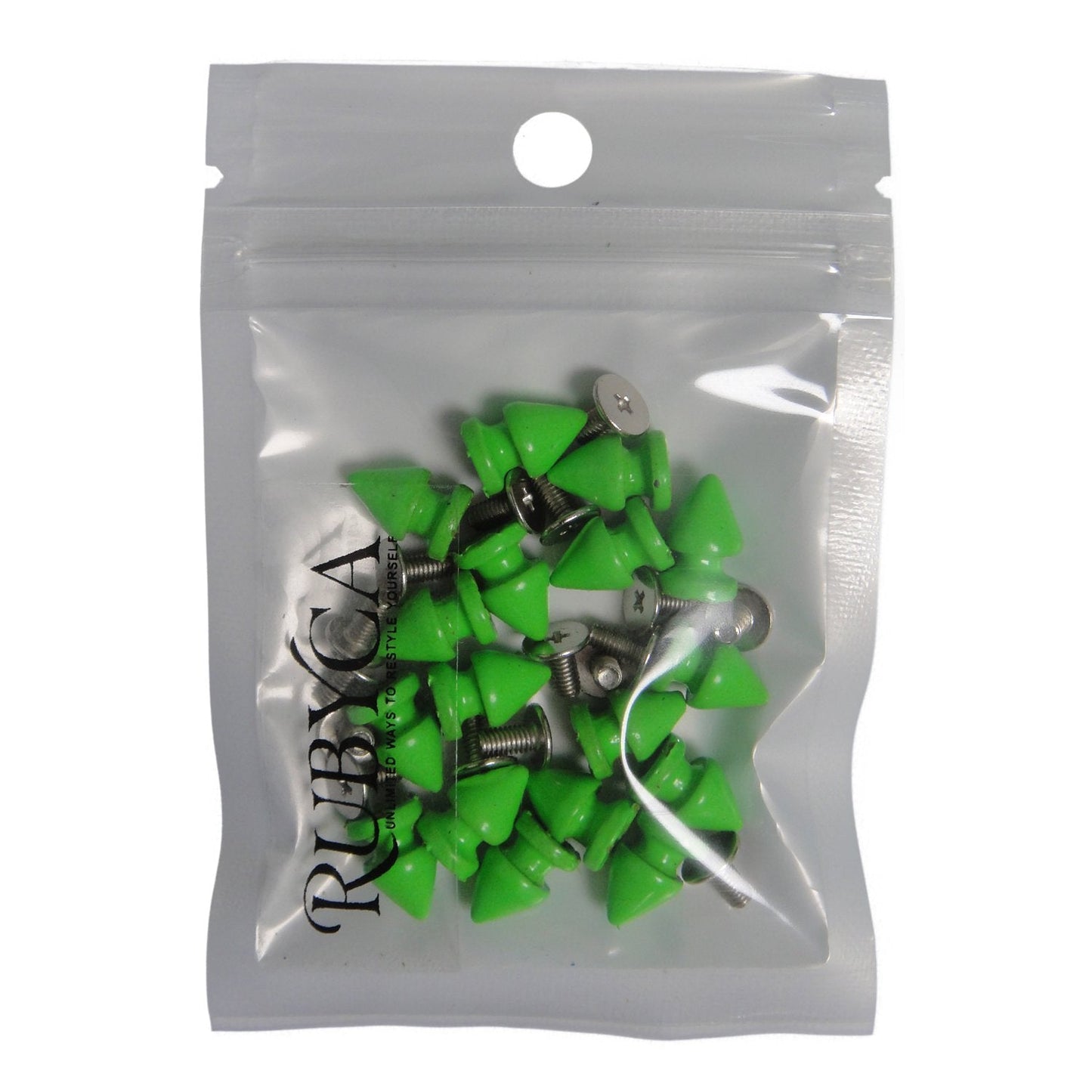 RUBYCA 12MM 50 Sets Metal Tree Spikes and Studs Metallic Screw-Back for DIY Punk Leather-Craft Green
