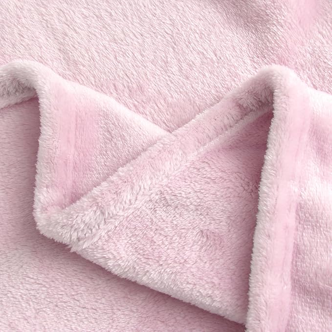 SOCHOW Flannel Fleece Blanket Throw Size, All Season Lightweight Super Soft Cozy Blanket for Bed or Couch, Light Pink, 50x60 inches