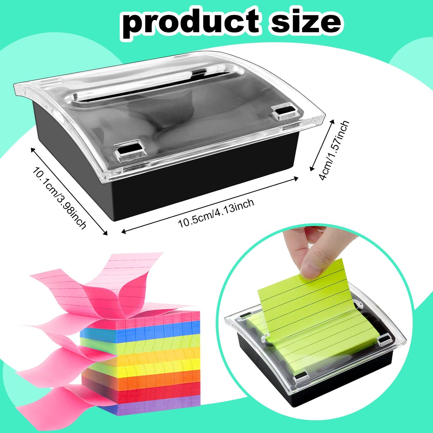 4 Pcs Pop Up Sticky Note Dispenser Sticky Note Holder Pop Up Note Dispenser Transparent Top for 3 x 3 Inch Sticky Notes School Office Home Store Black Base Clear Top (4)