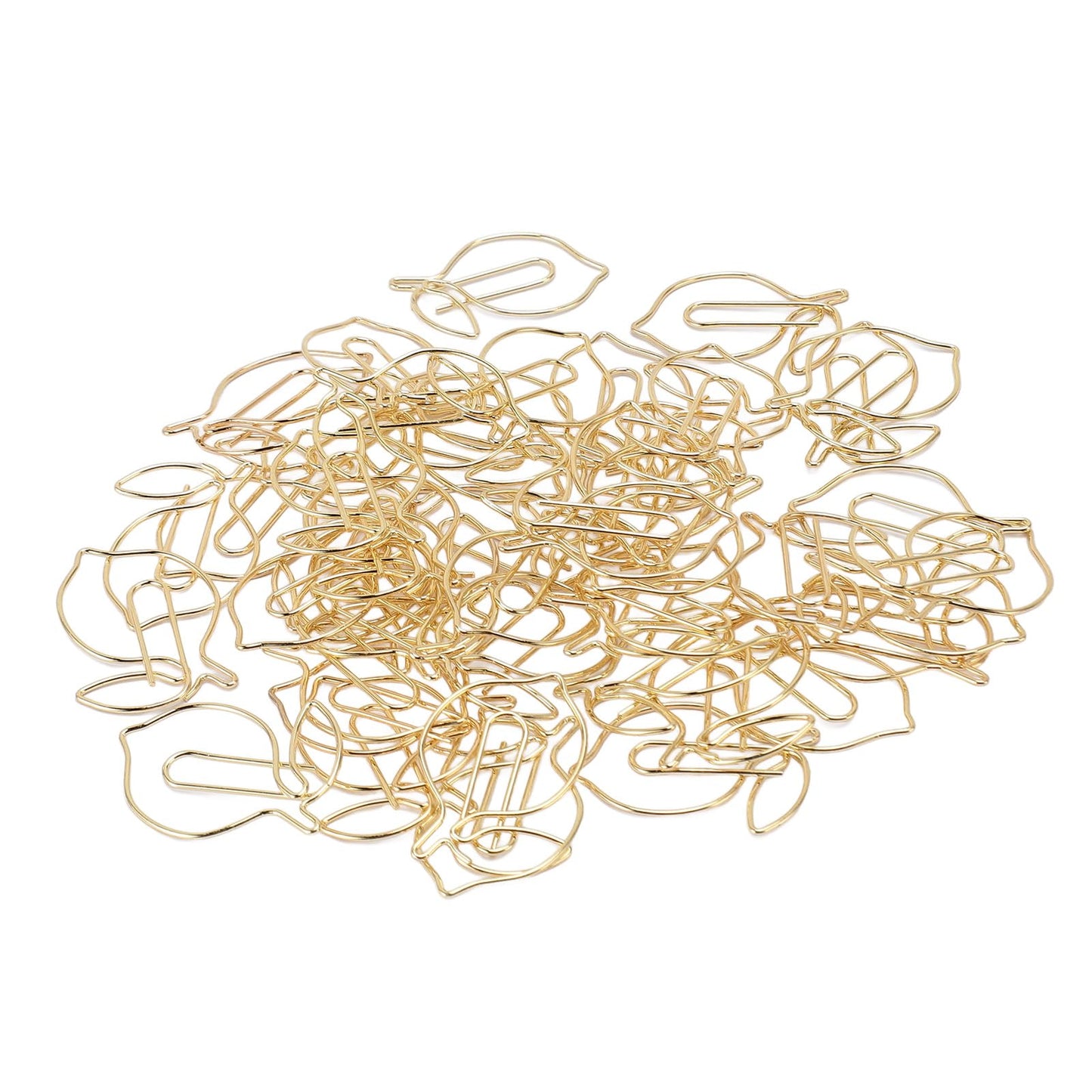 Decorative Lemon Shaped Metal Paper Clips, 100 Pieces with Storage Box, Small Size for Office, Planner, Scrapbooking