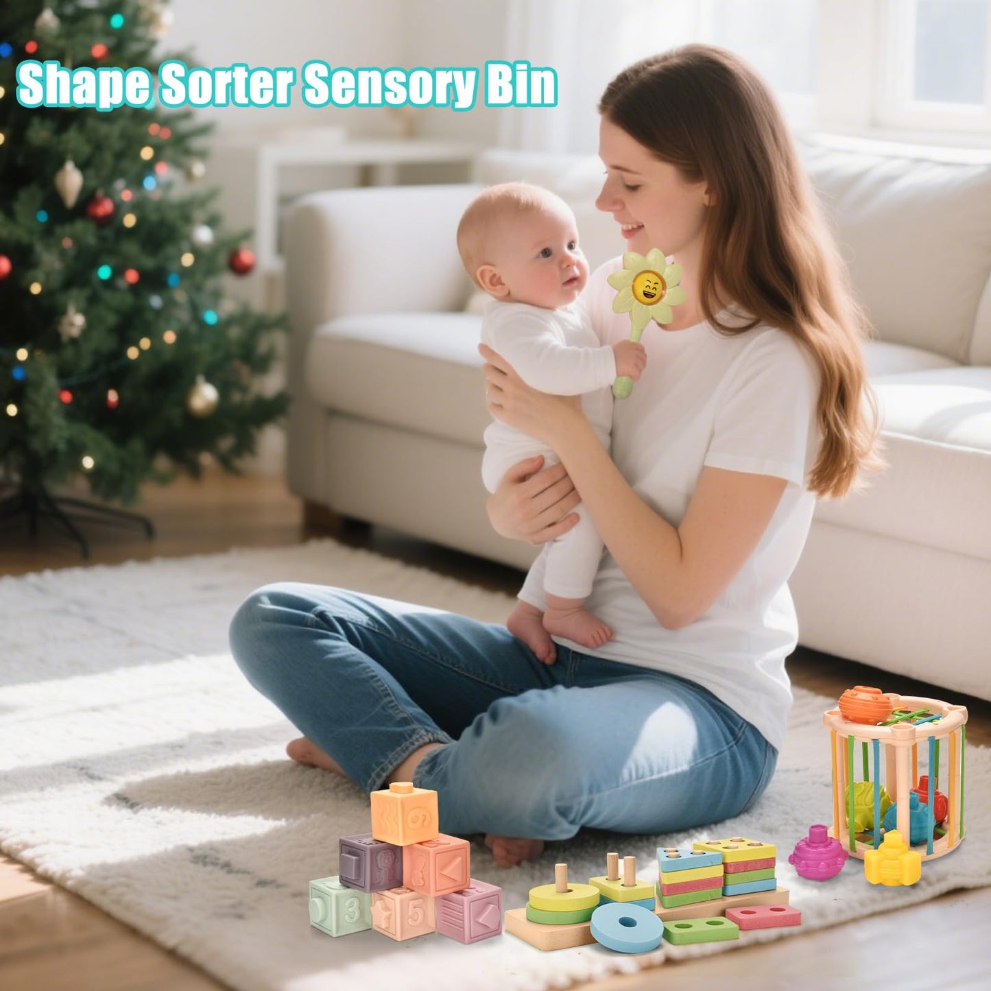 Majabike Baby Toys 6 to 12 Months 9 in 1 Montessori Teething Toys Sorting Sensory Educational Learning Gift for Toddlers Aged 1-3