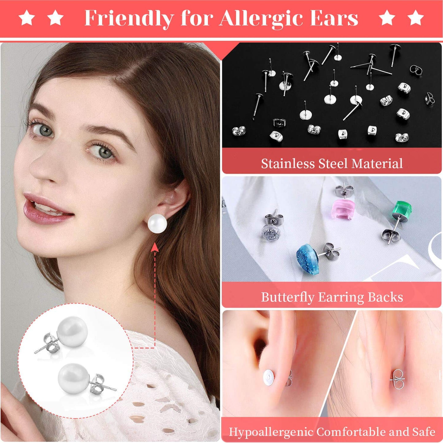 Thrilez 3080Pcs Earring Supplies Kit - Includes Hooks, Backs, Rings, Pins, Posts and Tools for Making and Repairing
