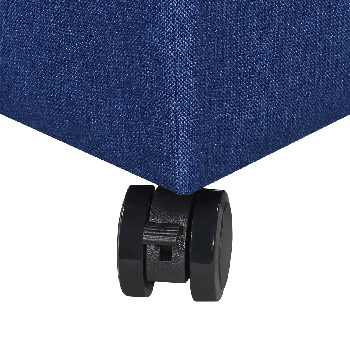 17.5" Navy Blue Square Fabric Storage Ottoman with Rolling Legs
