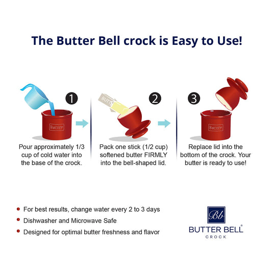 Butter Bell - The Original Butter Bell crock by L Tremain, a Countertop French Ceramic Butter Dish Keeper for Spreadable Butter, Antique Collection, Sea Spray