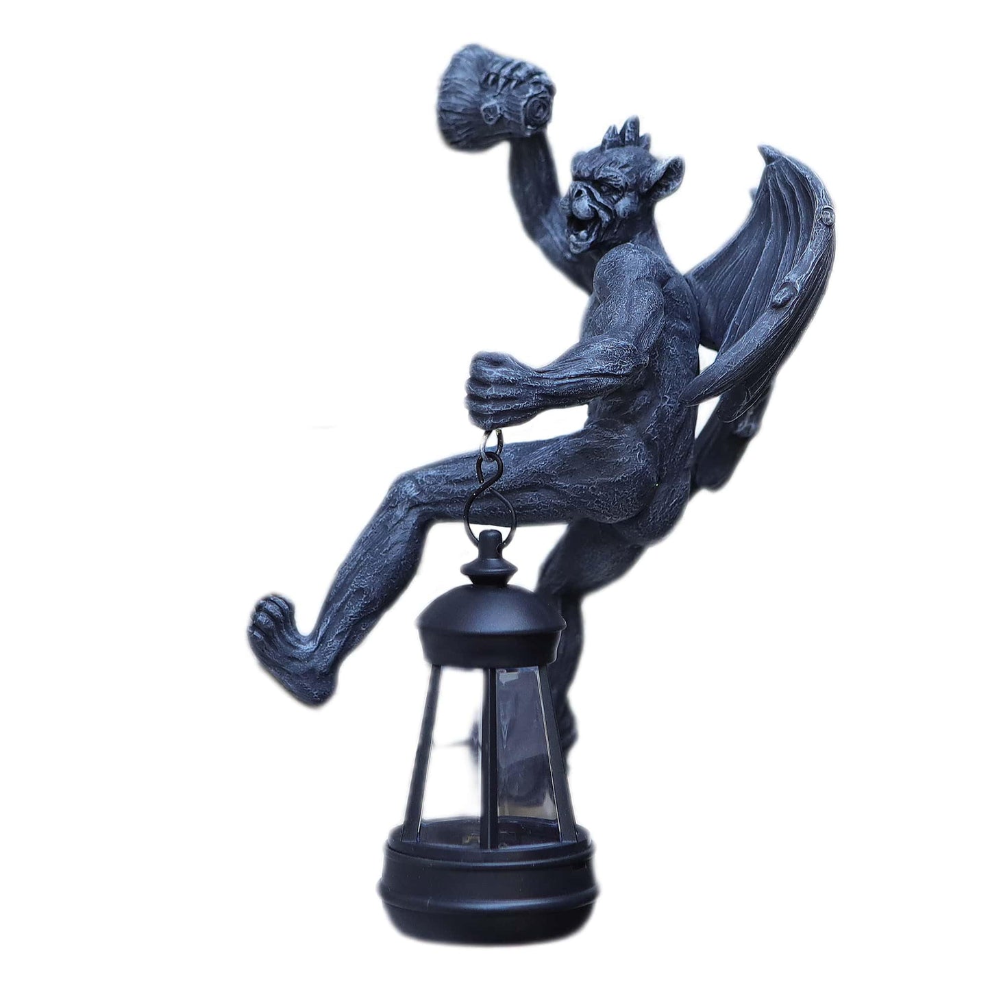 Melnixia Dragon Winged Gargoyle Tree Hugger with Solar Lantern Gothic Lamp Wall Fence Hanger Decor Garden Statue Yard Patio Unique Perfect Present for Women Mom Grandma