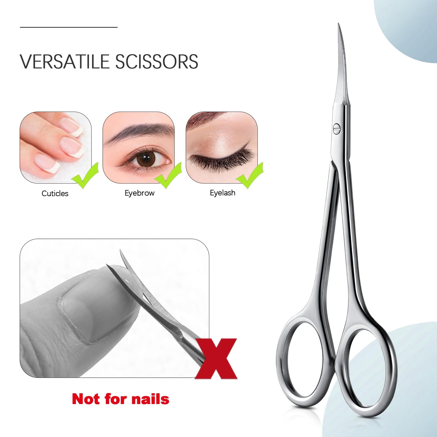 BEZOX Curved Cuticle Scissors – Precision Little Manicure Scissor Extra Fine Tip for Women, Sharp, Sleek, and Designed Finger Nails Scissor for Flawless Nail Care - Silver