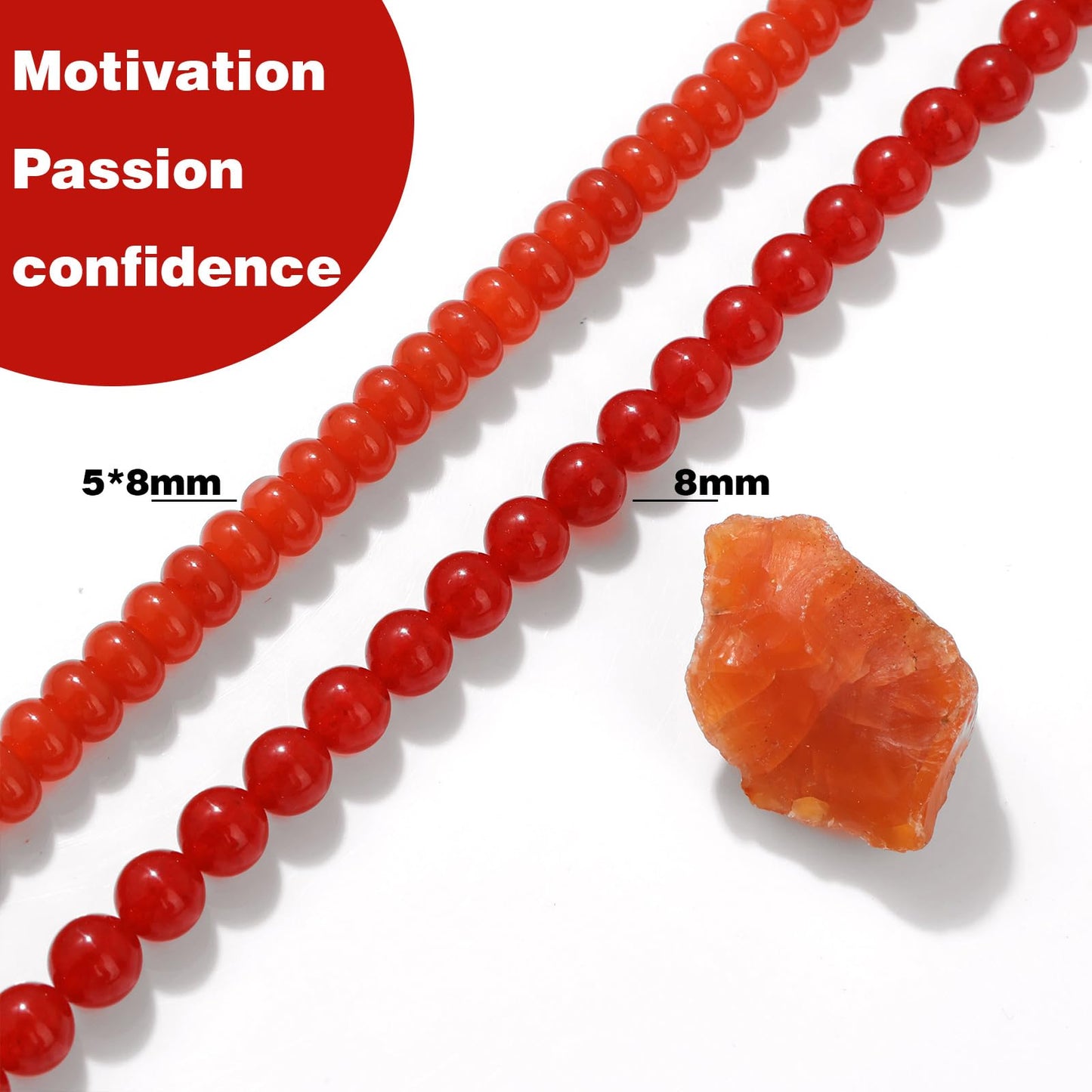 Raicegs 100pcs 5×8mm Rondelle Carnelian Beads Natural Gemstone Beads Abacus Disk Stone Loose Beads for Jewelry Making DIY Bracelets Necklace