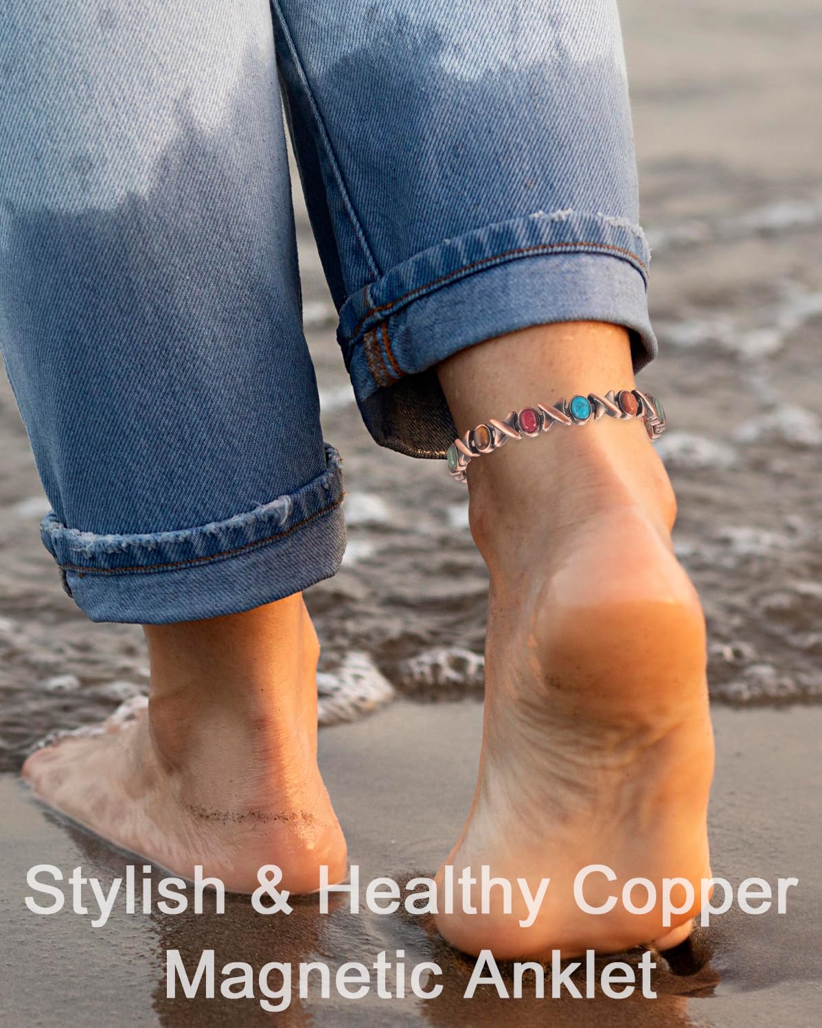 MagVIVACE Copper Anklet for Women for Arthritis and Joint, Magnetic Therapy Ankle Bracelet, Jewelry Gift with 3500 Gauss Effective Magnet