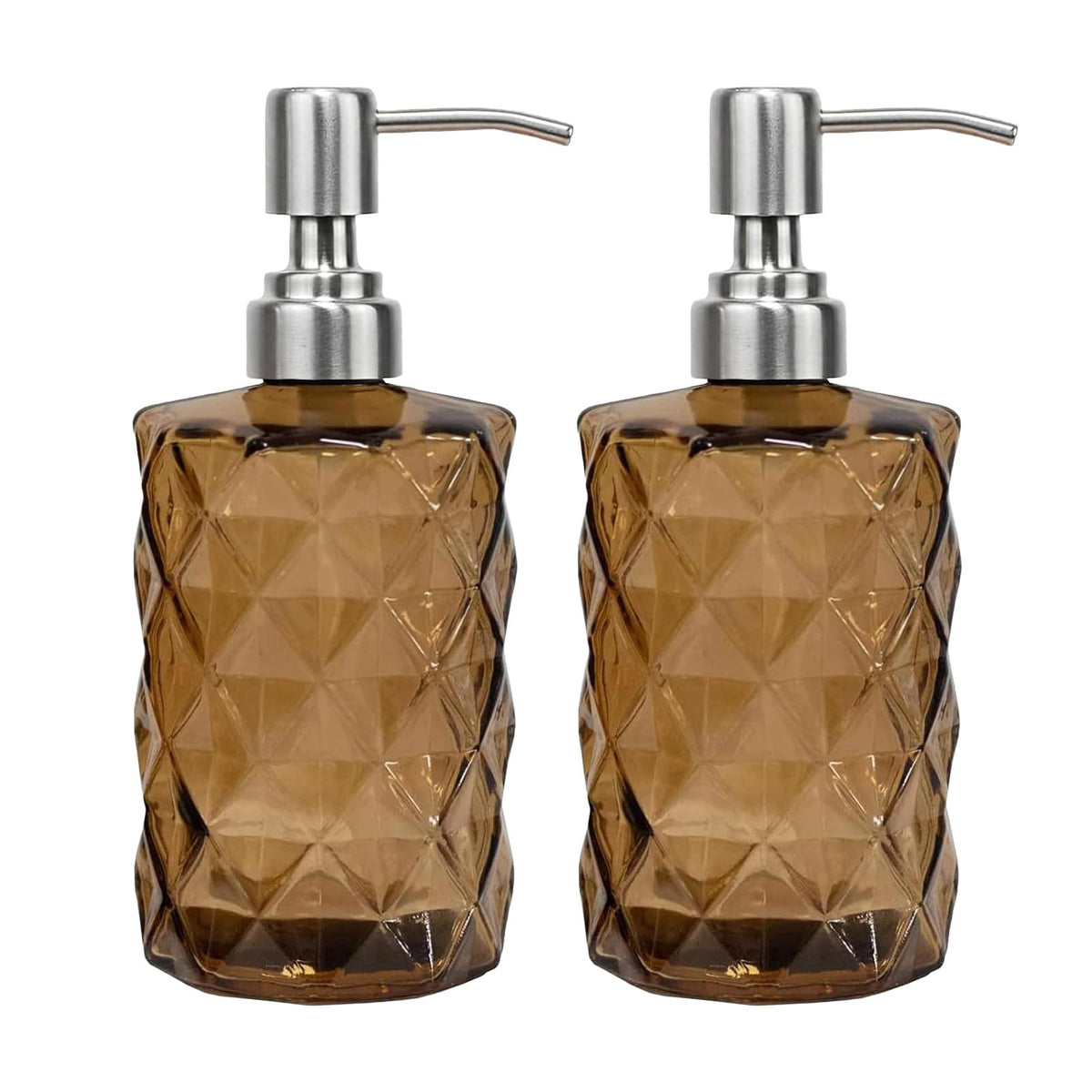 12Oz Brown Soap Dispenser Bathroom (2 Count)